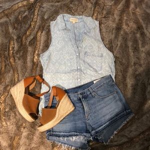 Cloth and Stone Denim Aztec Print Button Down